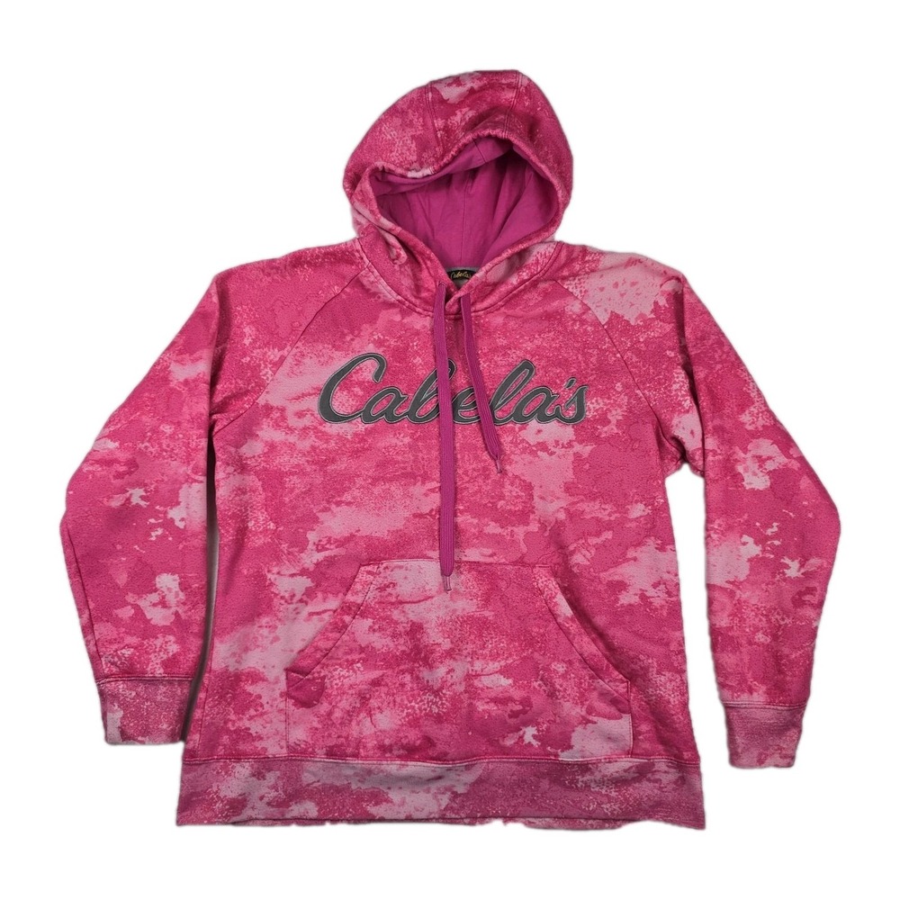 Cabelas Women's Size Medium Pink Camo Pullover Hoodie Sweatshirt
